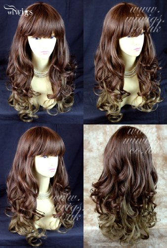 NEW Layered Curly Blonde Unique Mixture Brown Long Ladies Heat Resistant Wigs UK