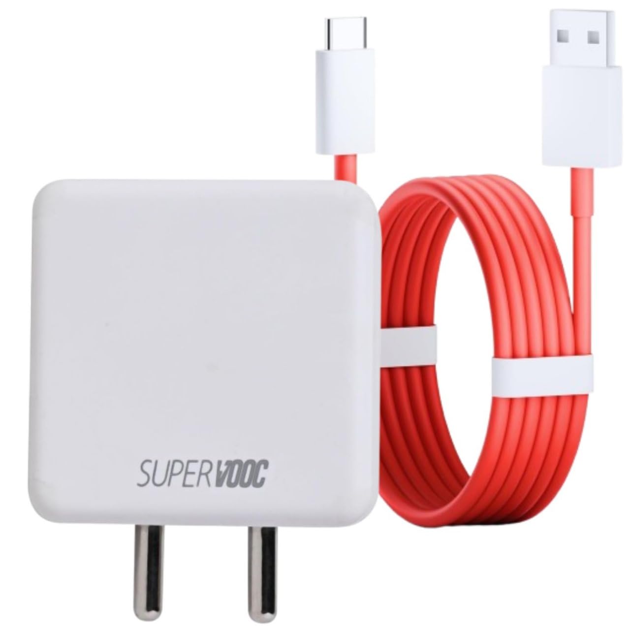 65W Fast Charging Adaptor and USB to Type C 100 cm Cable Compatible with Oneplus, Samsung, Realme, Xiaomi and Oppo Mobiles, Dash, Warp, Vooc, Supervooc All Protocols Supported | 65 w Charger, White