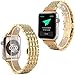 Produktbild lala Pink Apple Watch Armband 38 mm, Kristallrhinestone Diamant Edelstahl Uhrenarmband Bracelet Handgelenk Band Ersatz Metall Schließe für Apple Watch Series 3 Series 2 Series 1 Alle Modelle (Gold)