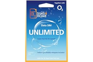 SIMS4TRAVEL O2 Data Sim Card Preloaded with UNLIMITED 4G/5G Data. No Contracts, No Commitments, No Credit Checks, No Tie-ins, No Personal ID. (Valid for 1 Month)