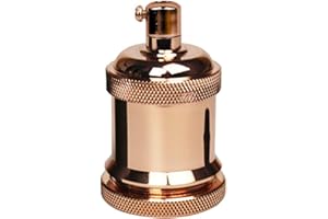 LEDSone E27 Vintage Ceramic Lamp Holder (Rose Gold), Ideal for Edison Bulbs, Antique Metal Socket Adapter, 6.6 x 4.8 cm, 3 Years Warranty