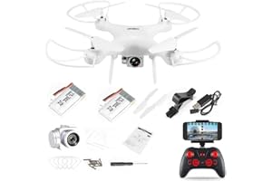 LEOM S65 RC Drones with 1080P 4K HD Camera for Adults, Kids, RC Quadcopter WiFi FPV Live Video, Altitude Hold, Headless Mode, One Key Take Off Kids or Beginners 2 Batteries, Upgraded Version (White)