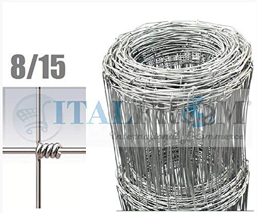 ITALFROM - Valla Malla metálica galvanizada para Animales, Rollo de 50 Metros, Malla de 8 x 15 cm, diámetro del Hilo: 1,9-2,5 mm, Altura: 100 cm, código 2227