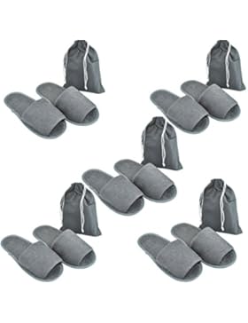 [Gesponsert]Mogoko 5 Paar Unisex Hausschuhe Hotelslipper tragbar Gäste Slipper Frottee Slipper Non-disposable Gästehausschuhe...