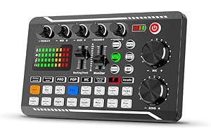 CCYLEZ F998 Professioneller Audio-Mixer, Soundboard-Konsolensystem, Live-Soundkarte, USB-Audio-Interface, 5-V-1A-Rauschunterdrückungs-Sound-Mixer mit Personalisierter Elektronischer Abstimmung, für Podcast-A