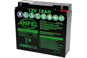 ANFEL Batteria ricaricabile 12V 18Ah batteria al piombo ermetica ricaricabile per UPS gruppi di continuità antifurti allarmi avviamento trattorino rasaerba