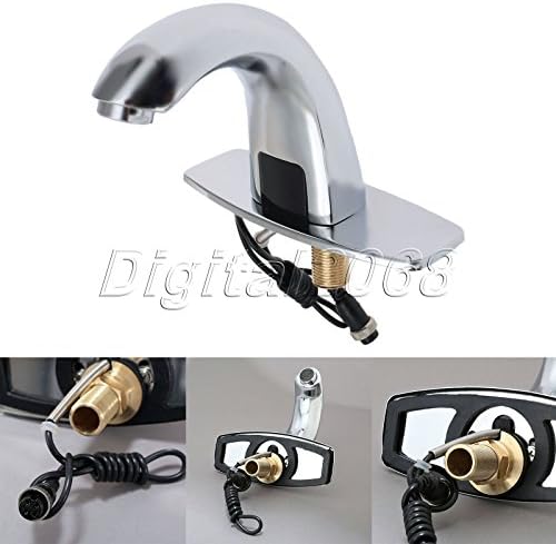 TougBoo New Automatic Electronic Hands Free Mixer Sensor Tap Faucet Cold Water Touchless 4 Bathroom Basin Infrared Basin Sensor Faucet,Chrome