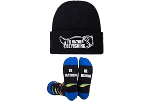 BEANUMEROUS Fishing Gifts for Men, Winter Hat Beanie and Funny Socks, Stocking Fillers for Him Boys Dad Husband Son Grandpa
