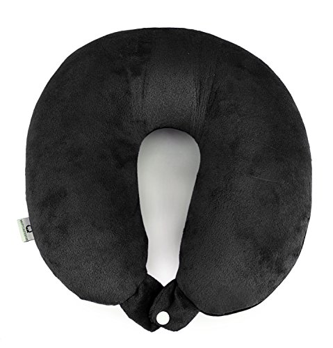 Preisvergleich Produktbild HAUPTSTADTKOFFER Reise-Nackenkissen Nackenhörnchen Reisekissen mit Fleece-Bezug, Füllung Mikroperlen, 30 cm, Schwarz