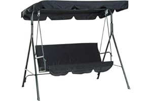 ‎COMBORT Swing Canopy Ersatz, wasserdichtes Porch Swings Canopy, regensicherer, langlebiger Staubschutz für Yard Patio Pool Seat (nur Baldachin)(Schwarz)