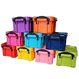 Image de Lot de 9 Boîtes en Plastique Empilables avec Couvercles à Clip par Kurtzy - Petites Caisses Multicolores - Rangement Voitures, Bureaux et Cuisines -