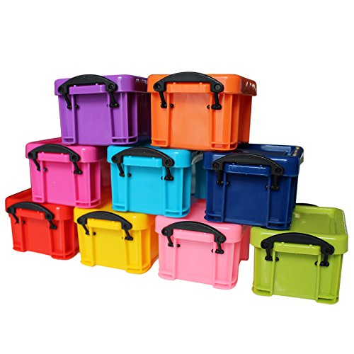 9er Set stapelbarer mini Kästen Container in verschiedenen Fraben mit Clip Verschluss von Kurtzy - 2