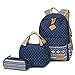 Produktbild Schulrucksack Set, FTUNG Mädchen Canvas Rucksack Damen Schul Schulranzen/Schultasche, Schulrucksack + Kühltasche + Mäppchen (Blue)