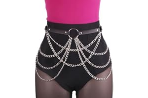 Zookey Punk Taille Chaînes Gothique Noir En Cuir Corps Chaînes Couches Ventre Chaînes Rave Corps Chaîne Bijoux pour Femmes et Filles