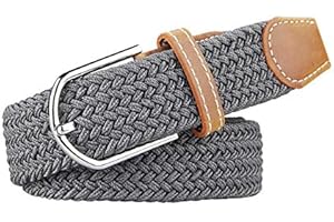 electromax Men Belts, Elastic Braided Stretch Belt with Covered Leather Buckle, for Men's Jeans, Trouser Belts