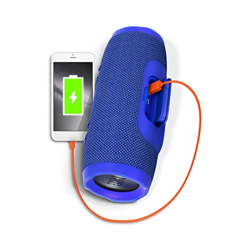 JBL Charge 3 Tragbarer Bluetooth-Lautsprecher (wasserdicht, mit 6000 mAh Power Bank und Freisprechfunktion) blau