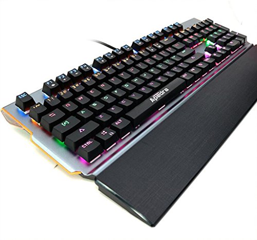 Preisvergleich Produktbild IWTGR Mechanische Tastatur, 104 Schlüssel Profession Spiel Tastatur Aluminium-Legierung Chassis kabelgebundene Tastatur Schwarz
