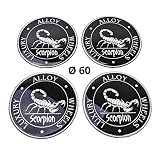 Motiv: Skorpion 4x Silikon Aufkleber / Embleme für Nabenkappen  Motiv: Skorpion  Durchmesser: 60 mm