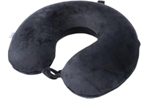 Far win Cuscino da viaggio, 100% puro memory foam, cuscino per il collo a forma di U, super leggero, portatile, ideale per sedia di aereo, auto, casa, ufficio, cuscino per dormire (nero)