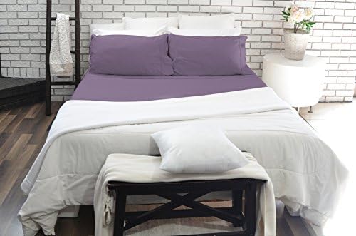 Paarizaat 4 Piece 200 Thread Cotton Sateen Bed Sheet Set, Purple, Queen