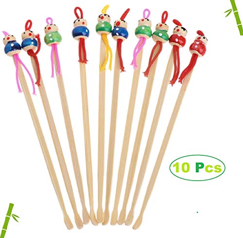 ELIKVAP - Cuidado de Orejas de bambú (10 Piezas) - Algodón - para Limpiar Las Orejas - Cuidado de Madera - 100% ecológico Cuidado de oído Reutilizable