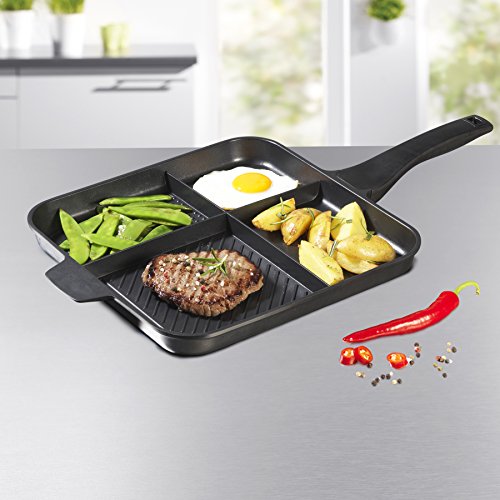 BRATmaxx Multipfanne Aluguss 32cm ( Komplette Gerichte aus nur einer Pfanne! Aluguss-Pfanne mit 4 Zubereitungs-Zonen ) - 2