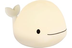 EGLO LED Nachtlicht Castellino, Akku Tischlampe Wal, Kinderzimmer Deko Mädchen Jungen, Silikon Nachttischlampe Kinder Baby Bett, Touch bedienbar, weiß, warmweiß, RGB