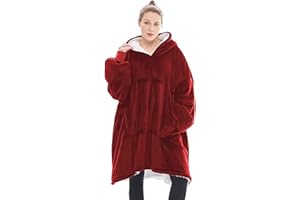 AUYUIIY Oversized Sherpa Hoodie, Wearable Hoodie Sweatshirt Blanket, Super Soft Warm Comfortable Blanket Hoodie, One Size Fits All - Adults Kids Men Women