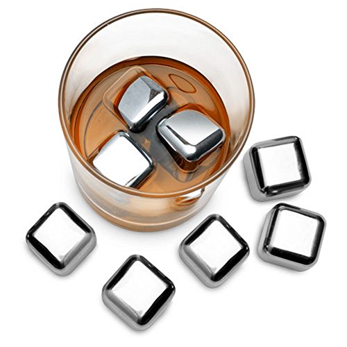 Whisky Steine Ice Cubes Set von VINENCO – 8 Wiederverwendbare Edelstahl Eiswürfel + Stoffbeutel | 8er Set Whiskey Rocks Stones - 4