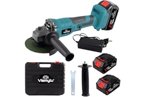 VIEMYLU Smerigliatrice Angolare Cordless 125 mm – Motore Brushless 1580W, Batteria 24V 3000 mAh, Velocità 0-12.000 giri/min, 3 Marce, 2 Batterie Incluse, Taglio e Molatura