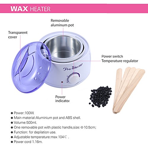 Wax Warmer Hair Removal, 500ml Black Wax Beans Adjustable Electric Temperature Wax Heater + Hard Wax Beans Tool Kits… - Image 4
