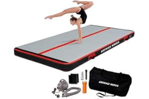 AirTrack Nordic Carbon Air Track Tumble Track 3-8m con bomba de aire eléctrica, colchoneta de gimnasia inflable para el hogar - 1,5m de ancho y 15cm de grosor, colchoneta de gimnasia