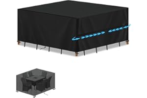 SIMPHAUS Patio Table Covers Waterproof Rectangle Rattan Furniture Cover for Garden Furniture,Table and Chair Set Covers with Drawstring,Anti UV 420D Oxford Fabric Outdoor Furniture Cover 150x130x75cm