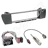  Einbauset : Autoradio 1-DIN Einbaurahmen Radioblende schwarz + ISO Radio Adapter Adapterkabel (Flachpin Stecker) für BMW Z4 Roadster (E85) 03/2003 - 08/2008 / BMW Z4 Coupé (E86) 02/2006 - 08/2008