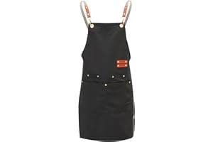 PTJJXA Fartuch roboczy dla mężczyzn, kobiet, fartuch na grilla z 4 kieszeniami i krzyżowymi plecami, wodoodporny fartuch kuchenny, fartuch dla kelnerów unisex, fartuch do kawiarni ogrodnictwa DIY