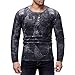 Produktbild Saingace Herren Langarm Shirt Bedrucktes Rundhals Patchwork Tee Sport Longsleeve Trainingsshirt