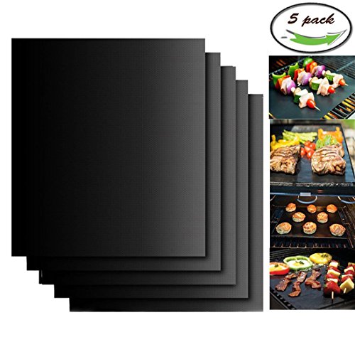 Grillmatte (5er Set) zum Grillen und Backen | aus Silikon mit Teflon Antihaftbeschichtung - 40x33 cm | ideal für Gas - Kohle - E-Grill Mikrowelle und Backofen geeignet | LFGB und FDA Zulassung (5)