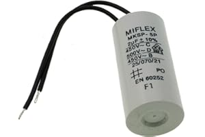 Condensador de Arranque de Motor, 2µF, 450 V, Cable de 25 x 51 mm; Miflex; 2uF