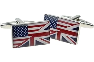 GIFTSEARCH Rectangle Union Jack Mixed With Stars & Stripes Cufflinks in a Gift Box BOCF059