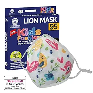 Lion Shield Kids Fashion Cotton 5 Layer N95 Protection Face Mask | Anti Dust | Anti Pollution | Anti Bacterial (XS, KXS-002)