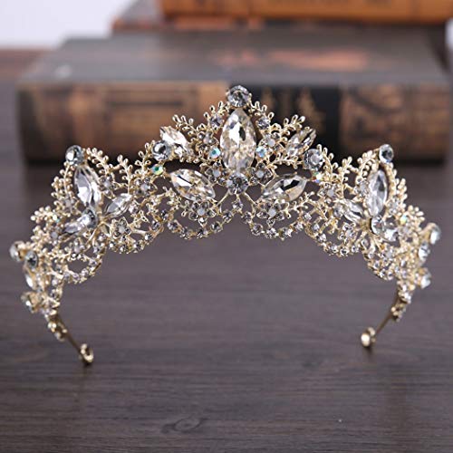 Jovono Mariage couronnes et diadèmes pour adultes de mariage Doré Couronne Diadème Cristal fête Accessoires Cheveux pour femme