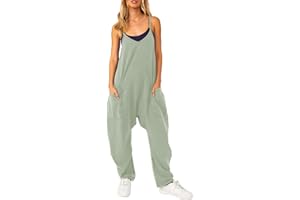 Lenugeo Latzhosen Für Damen, Lässige Overall Jumpsuits Frühling Sommer Herbst, Ärmellose Overalls + Lange Weite Beine