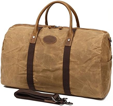 NONGNIML Travel Bag Cloth Bag Travel Luggage Bag Waterproof Canvas Bag Bags Weekend Travel Portable Diagonal Package With Leather Overnight Weekend Hiking Camping,Khaki