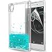 Produktbild LeYi Hülle Sony Xperia XA1 Glitzer Handyhülle mit HD Folie Schutzfolie,Cover TPU Bumper Silikon Flüssigkeit Treibsand Clear Schutzhülle für Case Sony Xperia XA1 Handy Hüllen ZX Turquoise