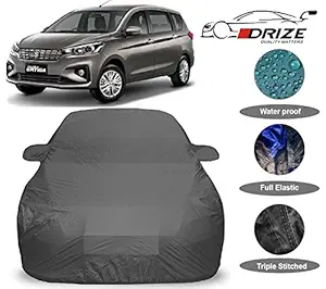 DRIZE Prime Quality Car Body Cover for Maruti Suzuki Ertiga New 2019 with Mirror Pockets-Triple Stitched-Fully Elastic-Ultra Surface Body Protection (Grey Look)