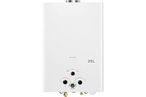 VELPAX Calentador de Agua a Gas, 20L Calentador de Agua LPG Instantáneo, Calentador de Agua Sin Tanque Con Pantalla LED, Para Duchas al Aire Libre [Clase de eficiencia energética A]
