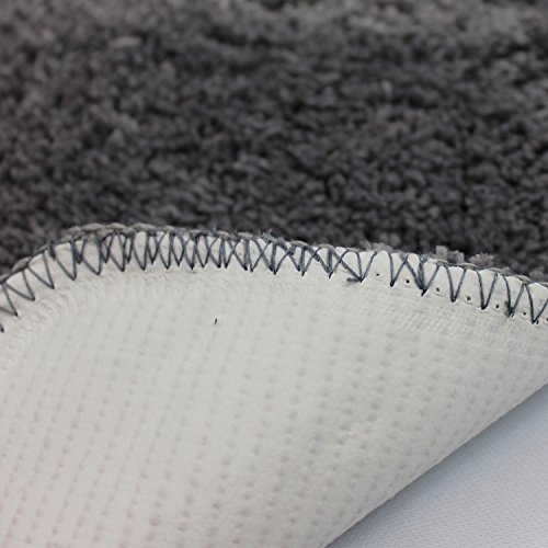 proheim Badematte 2-teiliges Set 50 x 80 und 45 x 50 cm rutschfester Badvorleger Premium Badteppich 1200 g/m² weich & kuschelig Hochflor Duschvorleger, Farbe:Grau - 5