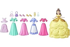Disney Princess Secret Styles Belle's Fashion Collection; zestaw do zabawy dla lalek z 6 strojami i 6 akcesoriami; zabawka dla dziewczynek w wieku od 4 lat