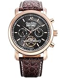 KS Herren Armbanduhr Uhren für männer Automatische Mechanische Edelstahl Leder Armband Lederband Tourbillon Uhr Geschenbox Braun KS368