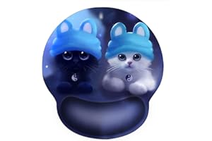 CHUQING Alfombrilla de ratón con reposamuñecas de gel, antideslizante, diseño gato azul